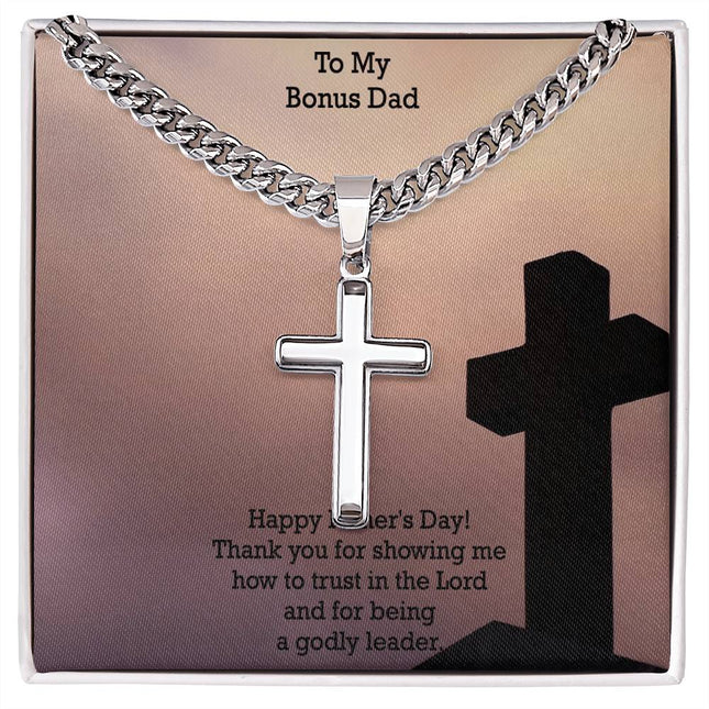Artisan Cross Necklace with Cuban Link Chain – Christian Gift for Men