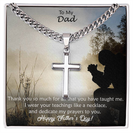 Artisan Cross Necklace with Cuban Link Chain – Christian Gift for Men