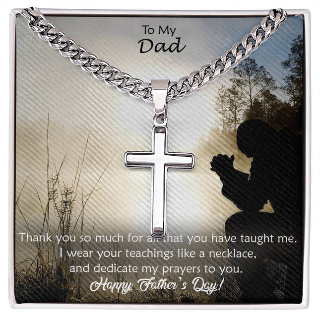Artisan Cross Necklace with Cuban Link Chain – Christian Gift for Men