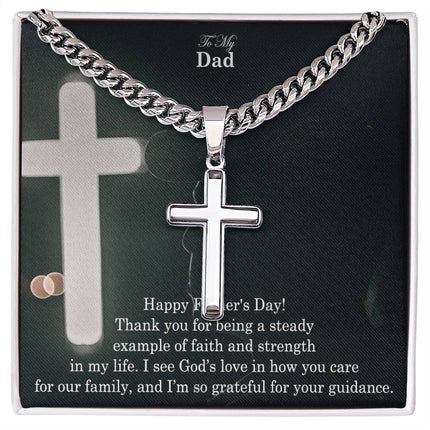 Artisan Cross Necklace with Cuban Link Chain – Christian Gift for Men