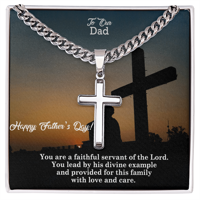 Artisan Cross Necklace with Cuban Link Chain – Christian Gift for Men