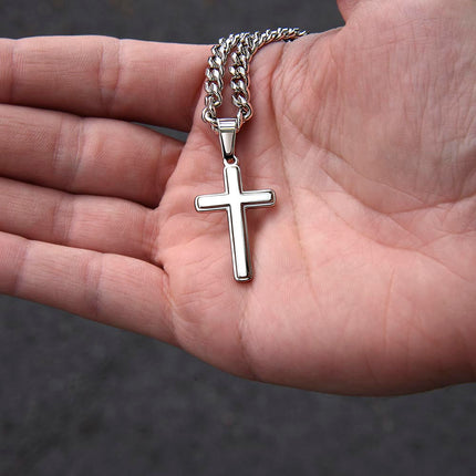 Artisan Cross Necklace with Cuban Link Chain – Christian Gift for Men