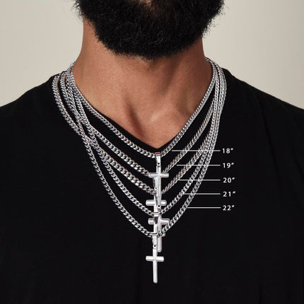 Artisan Cross Necklace with Cuban Link Chain – Christian Gift for Men