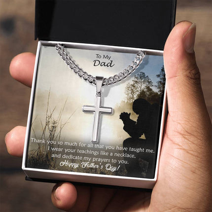 Artisan Cross Necklace with Cuban Link Chain – Christian Gift for Men