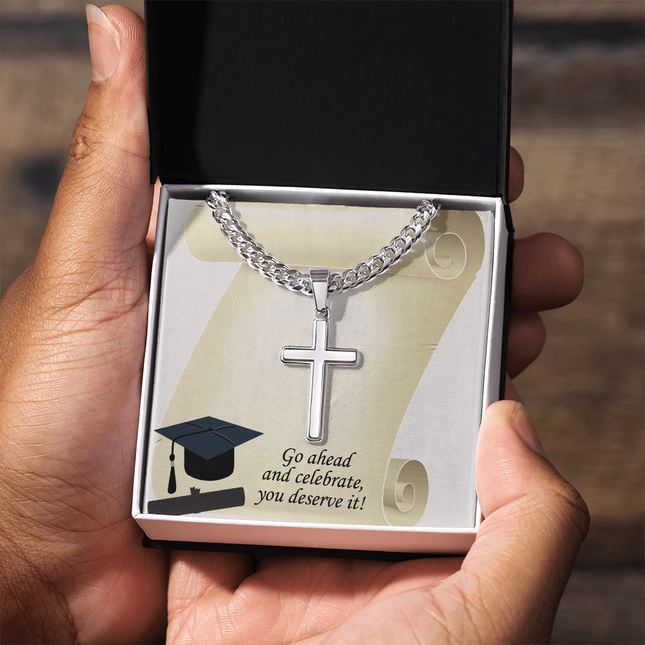 You Deserve It Cross Necklace | Cuban Link Graduation Gift