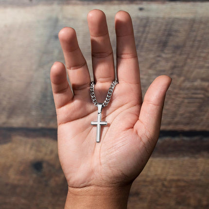 Artisan Cross Necklace with Cuban Link Chain – Christian Gift for Men