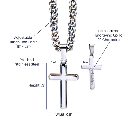 Artisan Cross Necklace with Cuban Link Chain – Christian Gift for Men