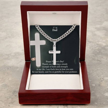 Artisan Cross Necklace with Cuban Link Chain – Christian Gift for Men