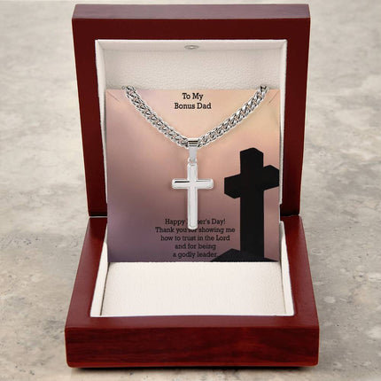 Artisan Cross Necklace with Cuban Link Chain – Christian Gift for Men