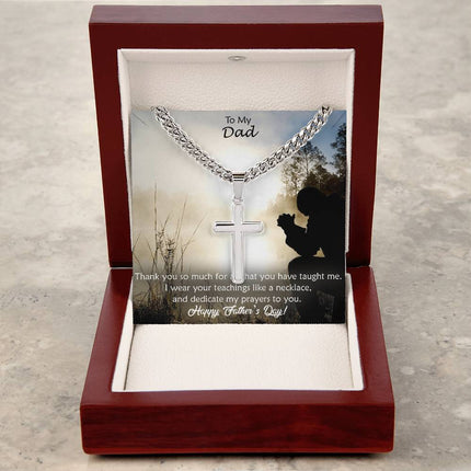 Artisan Cross Necklace with Cuban Link Chain – Christian Gift for Men