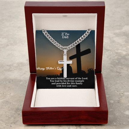 Artisan Cross Necklace with Cuban Link Chain – Christian Gift for Men
