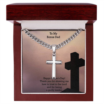 Artisan Cross Necklace with Cuban Link Chain – Christian Gift for Men