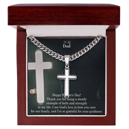 Artisan Cross Necklace with Cuban Link Chain – Christian Gift for Men