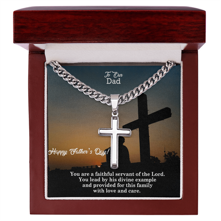Artisan Cross Necklace with Cuban Link Chain – Christian Gift for Men