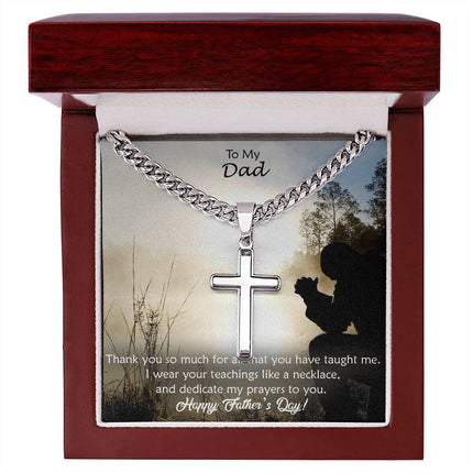 Artisan Cross Necklace with Cuban Link Chain – Christian Gift for Men