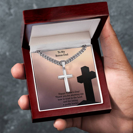 Artisan Cross Necklace with Cuban Link Chain – Christian Gift for Men