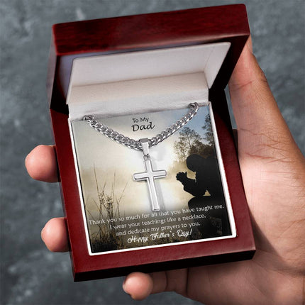Artisan Cross Necklace with Cuban Link Chain – Christian Gift for Men
