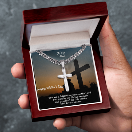 Artisan Cross Necklace with Cuban Link Chain – Christian Gift for Men