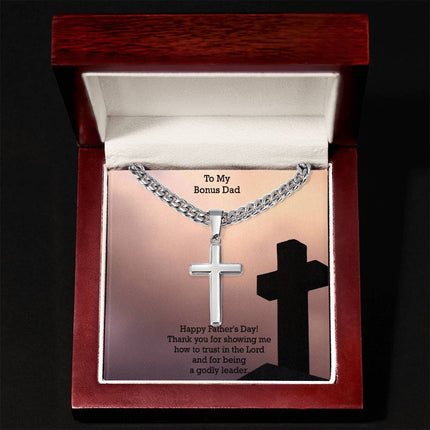 Artisan Cross Necklace with Cuban Link Chain – Christian Gift for Men