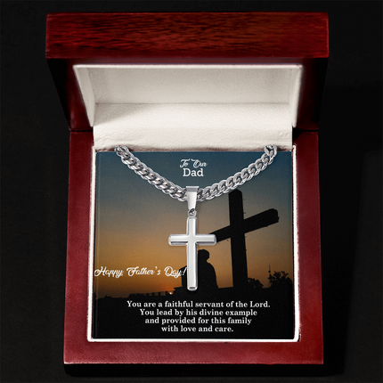 Artisan Cross Necklace with Cuban Link Chain – Christian Gift for Men