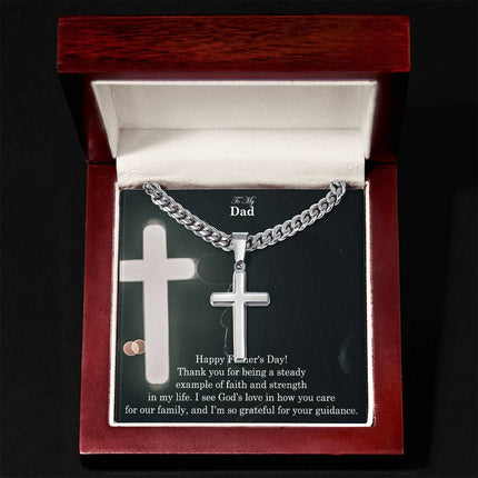 Artisan Cross Necklace with Cuban Link Chain – Christian Gift for Men
