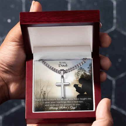 Artisan Cross Necklace with Cuban Link Chain – Christian Gift for Men