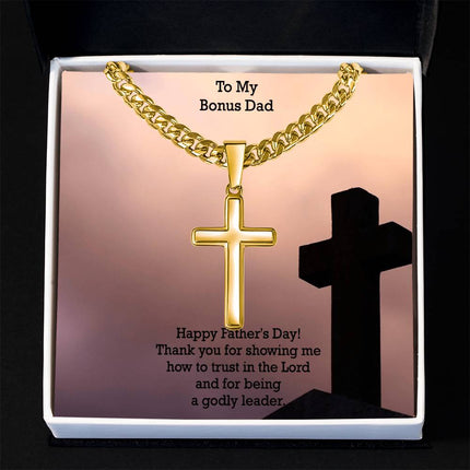 Artisan Cross Necklace with Cuban Link Chain – Christian Gift for Men