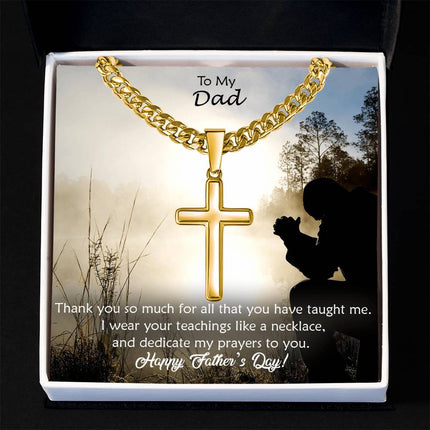 Artisan Cross Necklace with Cuban Link Chain – Christian Gift for Men