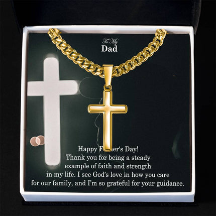 Artisan Cross Necklace with Cuban Link Chain – Christian Gift for Men
