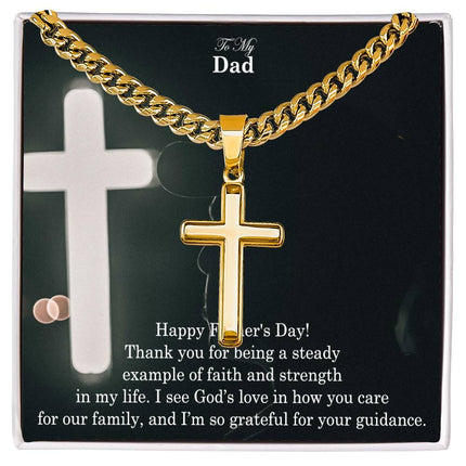 Artisan Cross Necklace with Cuban Link Chain – Christian Gift for Men