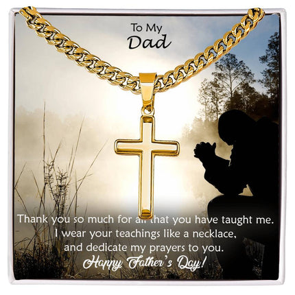 Artisan Cross Necklace with Cuban Link Chain – Christian Gift for Men