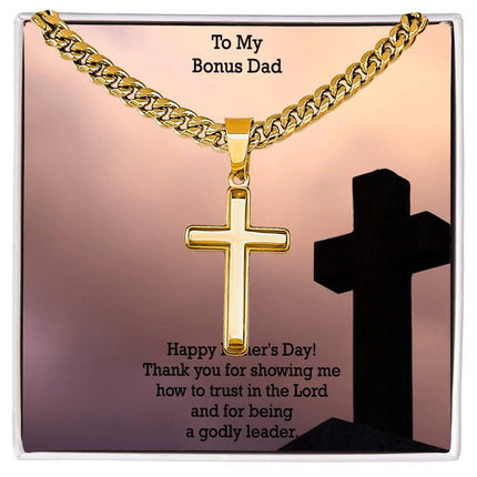 Artisan Cross Necklace with Cuban Link Chain – Christian Gift for Men