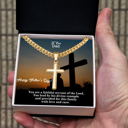 Artisan Cross Necklace with Cuban Link Chain – Christian Gift for Men