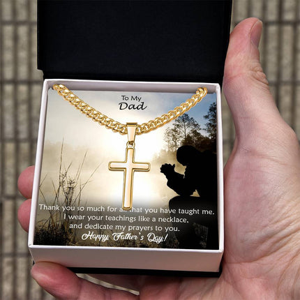 Artisan Cross Necklace with Cuban Link Chain – Christian Gift for Men
