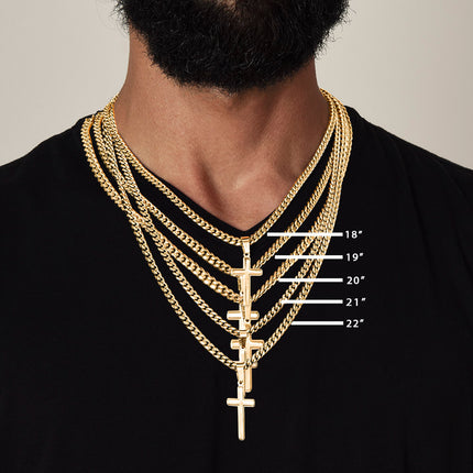 Artisan Cross Necklace with Cuban Link Chain – Christian Gift for Men