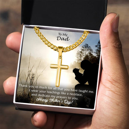 Artisan Cross Necklace with Cuban Link Chain – Christian Gift for Men