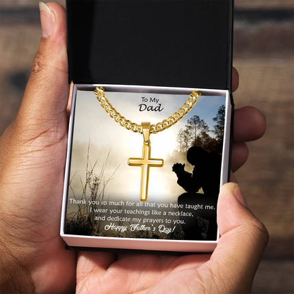 Artisan Cross Necklace with Cuban Link Chain – Christian Gift for Men