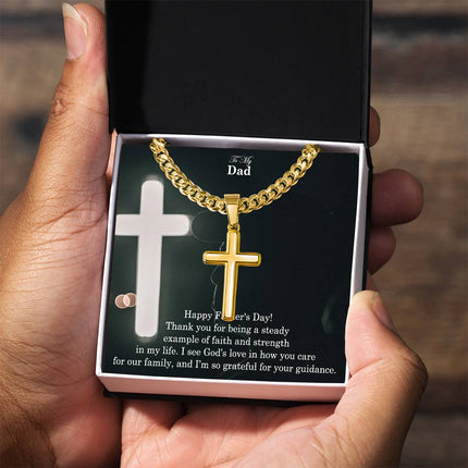 Artisan Cross Necklace with Cuban Link Chain – Christian Gift for Men