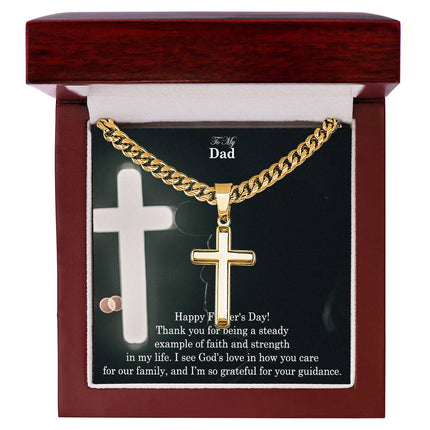 Artisan Cross Necklace with Cuban Link Chain – Christian Gift for Men