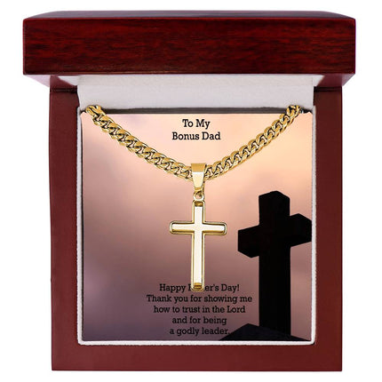 Artisan Cross Necklace with Cuban Link Chain – Christian Gift for Men