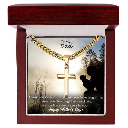 Artisan Cross Necklace with Cuban Link Chain – Christian Gift for Men