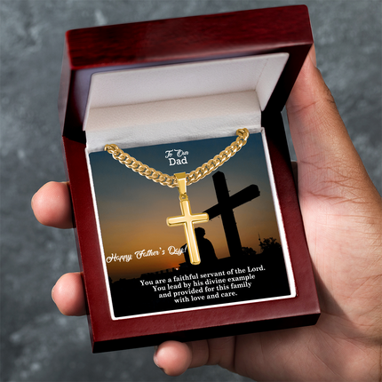 Artisan Cross Necklace with Cuban Link Chain – Christian Gift for Men