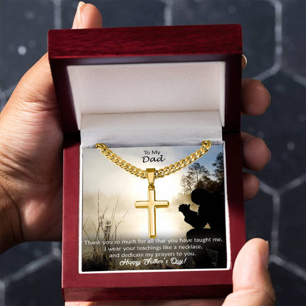Artisan Cross Necklace with Cuban Link Chain – Christian Gift for Men