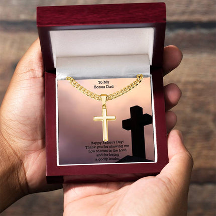 Artisan Cross Necklace with Cuban Link Chain – Christian Gift for Men