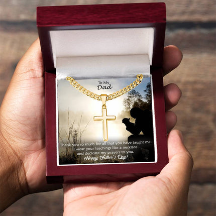 Artisan Cross Necklace with Cuban Link Chain – Christian Gift for Men