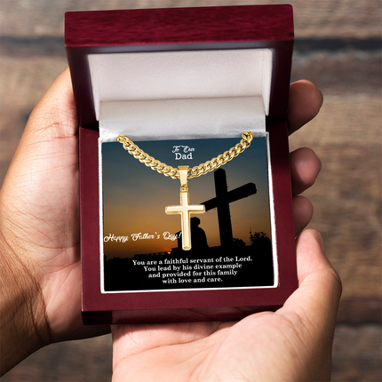 Artisan Cross Necklace with Cuban Link Chain – Christian Gift for Men