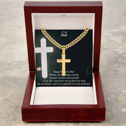 Artisan Cross Necklace with Cuban Link Chain – Christian Gift for Men