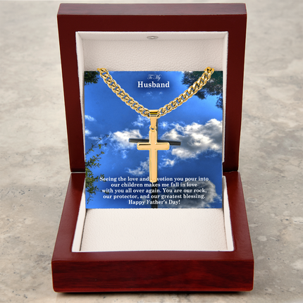 Artisan Cross Necklace with Cuban Link Chain – Christian Gift for Men