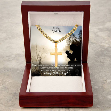 Artisan Cross Necklace with Cuban Link Chain – Christian Gift for Men