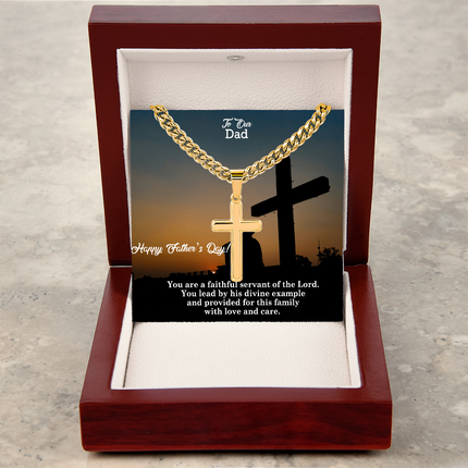 Artisan Cross Necklace with Cuban Link Chain – Christian Gift for Men